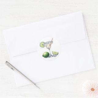 Elegant Margs and Matrimony Bridal Shower Classic Round Sticker