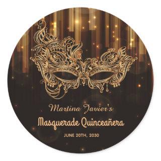 Elegant Masquerade Quinceañera 15th Birthday Classic Round Sticker