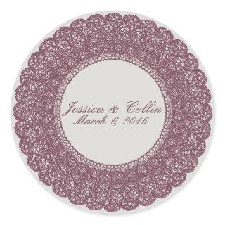 Elegant mauve & gray lace custom sticker