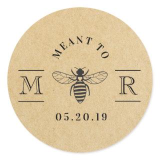 Elegant Meant to Bee Honey Wedding Favor Kraft Classic Round Sticker