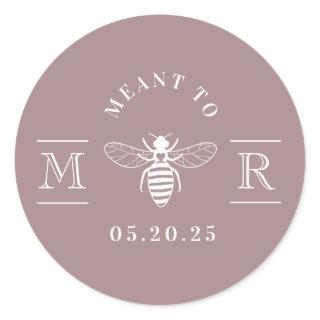 Elegant Meant to Bee Wedding Favor Mauve Purple Classic Round Sticker