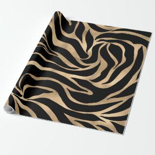 Elegant Metallic Gold Zebra Black Animal Print