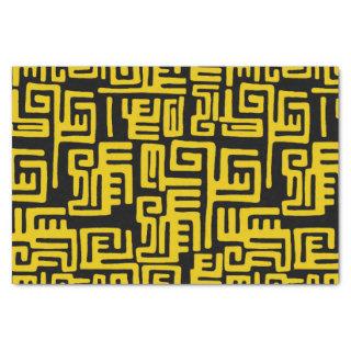 Elegant Minimal African Tribal Pattern Yellow Line Tissue Paper