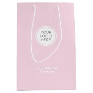 Elegant Minimal Blush Pink Logo Corporate Medium Gift Bag