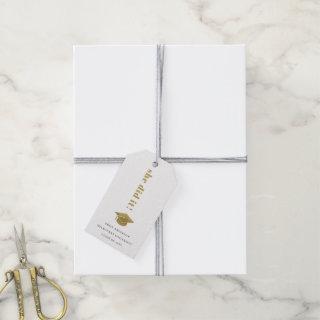 Elegant Minimal Gold Typography Graduation Cap Gift Tags