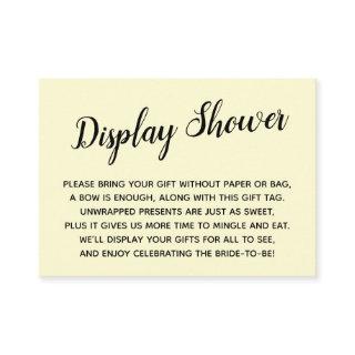 Elegant, Minimal No Wrap Bridal Shower Yellow Enclosure Card