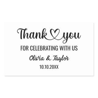 Elegant Minimalist Black And White Thank You Heart Rectangular Sticker