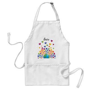 Elegant Minimalist Colorful Rainbow Heart Design Adult Apron