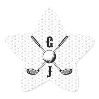 Elegant Minimalist Golf Monogr... Star Sticker