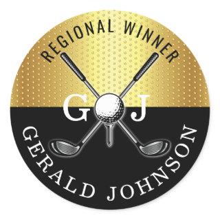 Elegant Minimalist Golf Monogram Design Classic Round Sticker