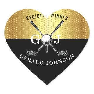 Elegant Minimalist Golf Monogram Design Heart Sticker