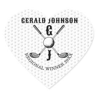 Elegant Minimalist Golf Monogram Design Heart Sticker
