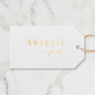 Elegant Minimalist Script Name Personalized Foil Gift Tags