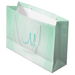 Elegant Mint Green Color Monogram Modern Template Large Gift Bag