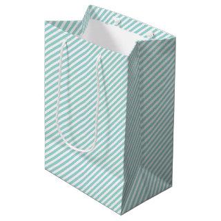 Elegant Mint Green Light Aqua Teal Stripes Pattern Medium Gift Bag