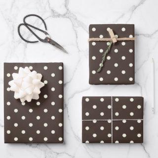 Elegant Mocha Dark Brown & White Polka Dot Pattern  Sheets