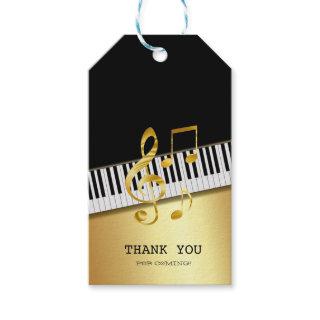 Elegant Modern Black Gold Music Notes,Piano Keys   Gift Tags