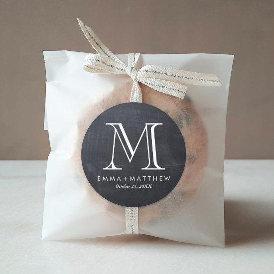 Elegant Modern Chalkboard Monogram Favor Label