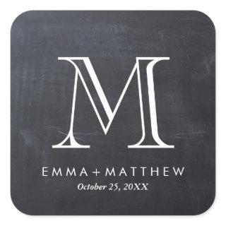 Elegant Modern Chalkboard Monogram Favor Label