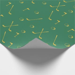 Elegant Modern Gold Golf Pattern Golfer Green