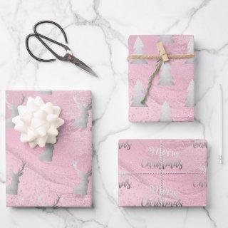 Elegant modern silver & pink Christmas patterns   Sheets