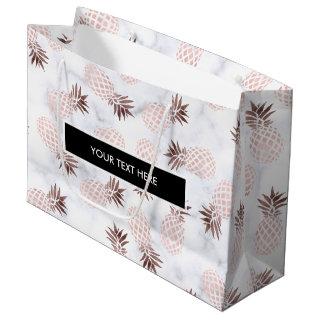 elegant modern white marble rose gold pineapple large gift bag