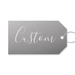 Elegant Modern White Script Writing Gray Gradient  Gift Tags