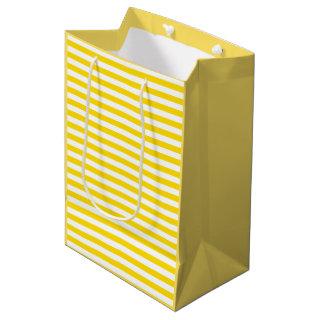 Elegant Modern Yellow White Stripes Template Medium Gift Bag