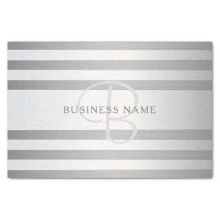 Elegant Monogram Faux Silver Gradient Grey Stripes Tissue Paper