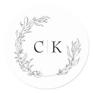 Elegant Monogram Wedding Classic Round Sticker