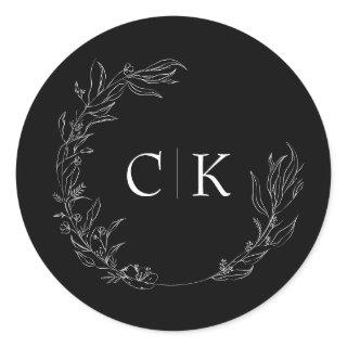 Elegant Monogram Wedding Classic Round Sticker