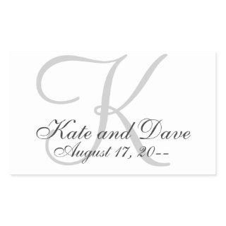 Elegant Monogram Wedding Favor Rectangular Sticker