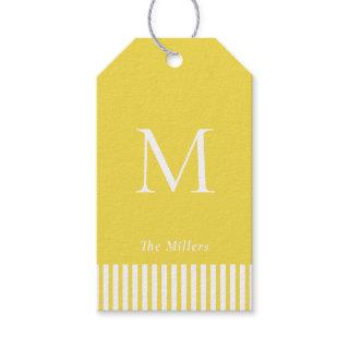 Elegant Monogram Yellow & white  Gift Tags