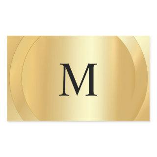 Elegant Monogrammed Template Custom Faux Gold Rectangular Sticker