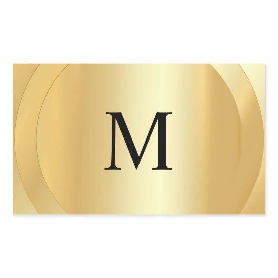 Elegant Monogrammed Template Custom Faux Gold Rectangular Sticker