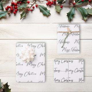 Elegant Monotone Black White Merry Christmas  Sheets