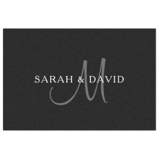 Elegant Name Monogram | Black & Grey Tissue Paper