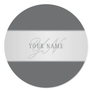 Elegant Name & Monogram Lettering (or other text) Classic Round Sticker