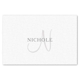 Elegant Name Monogram | White & Grey Tissue Paper