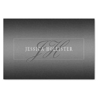 Elegant Name & Monogrammed Initials | Black & Grey Tissue Paper