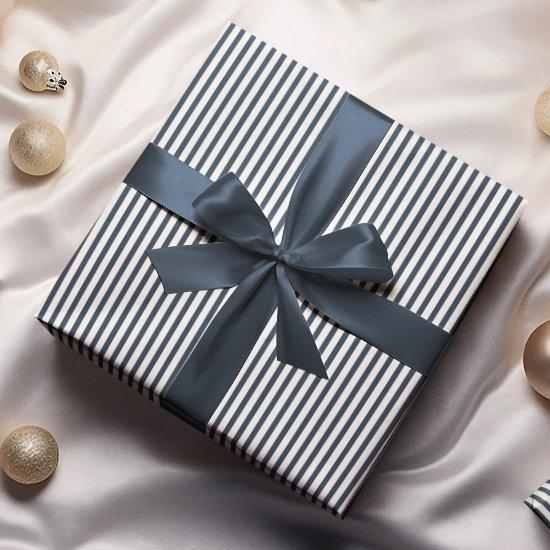 Elegant Navy Blue and White Thin Stripes