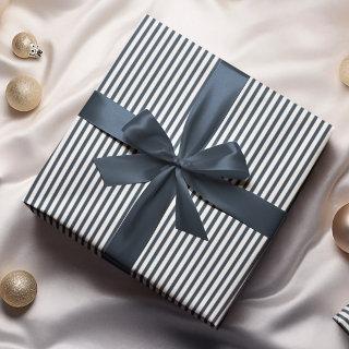Elegant Navy Blue and White Thin Stripes