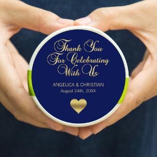 Elegant Navy Blue Gold Nautical Thank you Wedding Classic Round Sticker