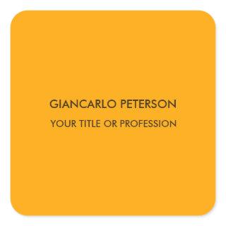 Elegant Orange Yellow Minimalist Professional Square Sticker