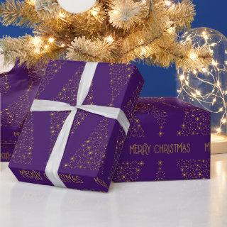 Elegant Orchid Purple Gold Christmas Tree Pattern