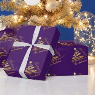 Elegant Orchid Purple Gold Foil Christmas Tree