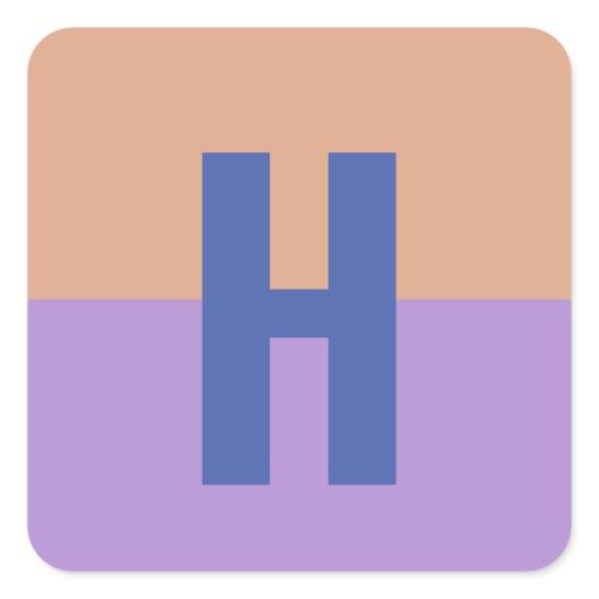 Elegant Pastel Colorblock Monogram Initial Letter Square Sticker