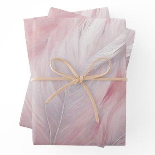 Elegant Pastel Pink and White Feather Texture   Sheets