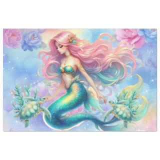 Elegant Pastel Watercolor Mermaid Decoupage Tissue Paper