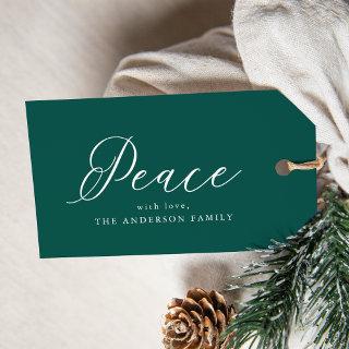Elegant Peace Spruce Green Holiday Gift Tags
